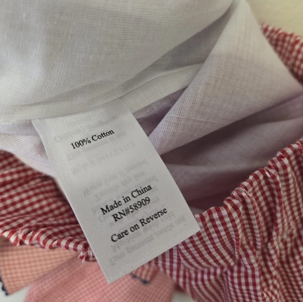 Edgehill Collection Peter Pan Collar Gingham Short Set Red 6